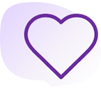 Icon of a heart with light purple background